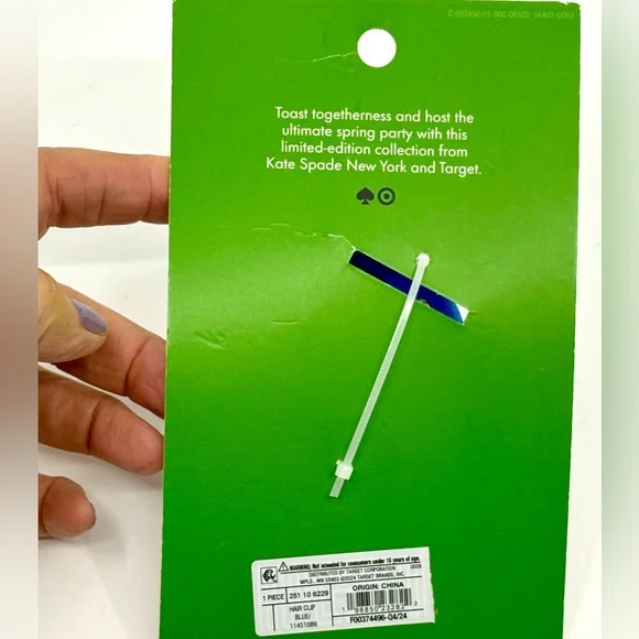 KATE SPADE ♠️ TARGET blue rhinestone strawberry hair claw clip + 6 small clips - Picture 3 of 6